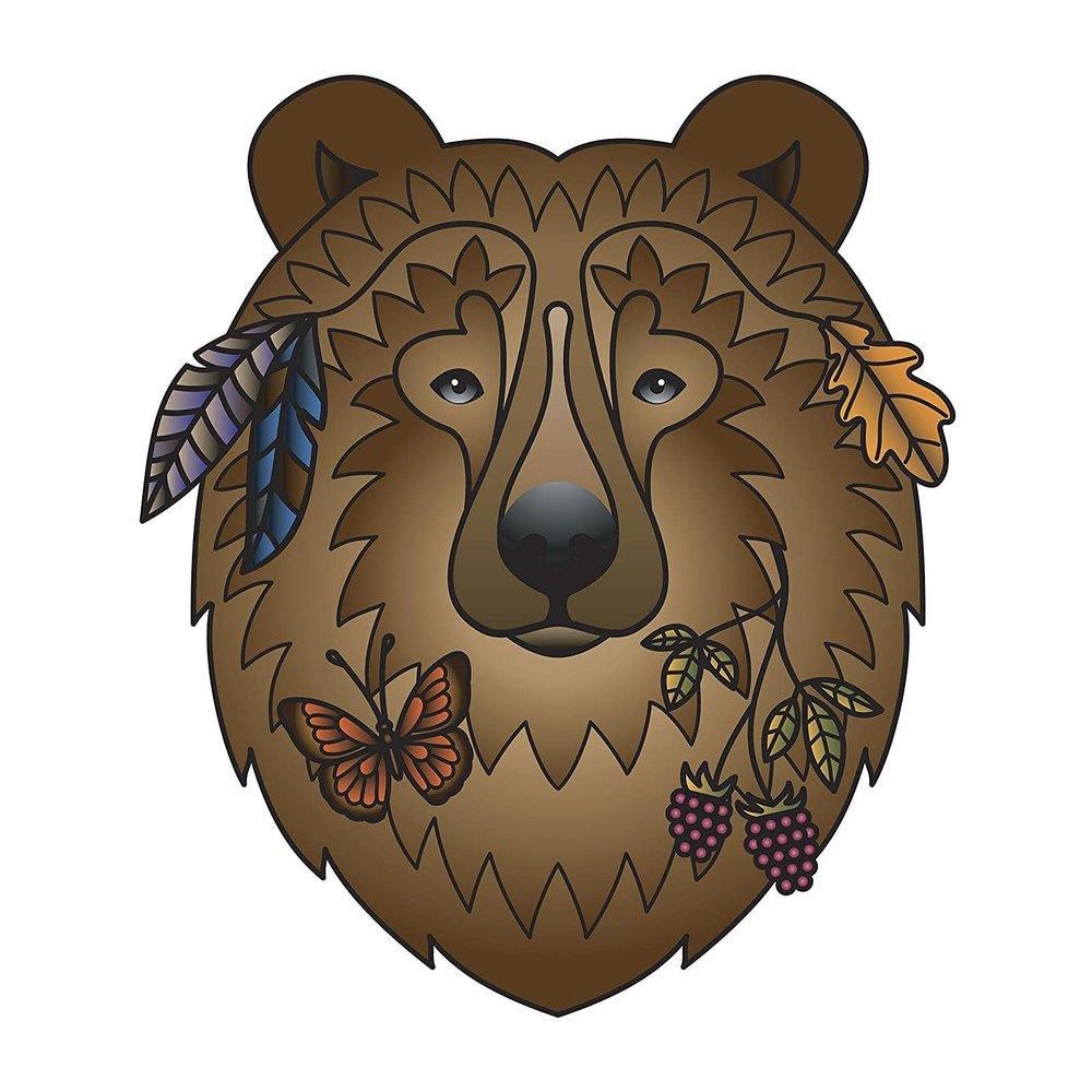 EW Designs Nature Native American Brown Bear Vinyl Decal Bumper Sticker (4" Tall)