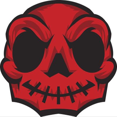 EW Designs Creepy Red Skull Cartoon Icon Vinyl Decal Bumper Sticker (4" Wide)