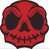 EW Designs Creepy Red Skull Cartoon Icon Vinyl Decal Bumper Sticker (4" Wide) view 1