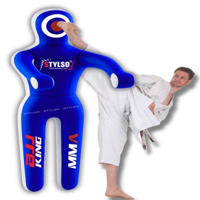 Unfilled Grappling Dummy  Adult Life Size Wrestling & BJJ Training Dummy, MMA Jiu Jitsu Judo Takedown & Throwing Practice, Heavy-Duty Triple-Stitched Canvas Submission Dummy (Blue, 5ft / 60")