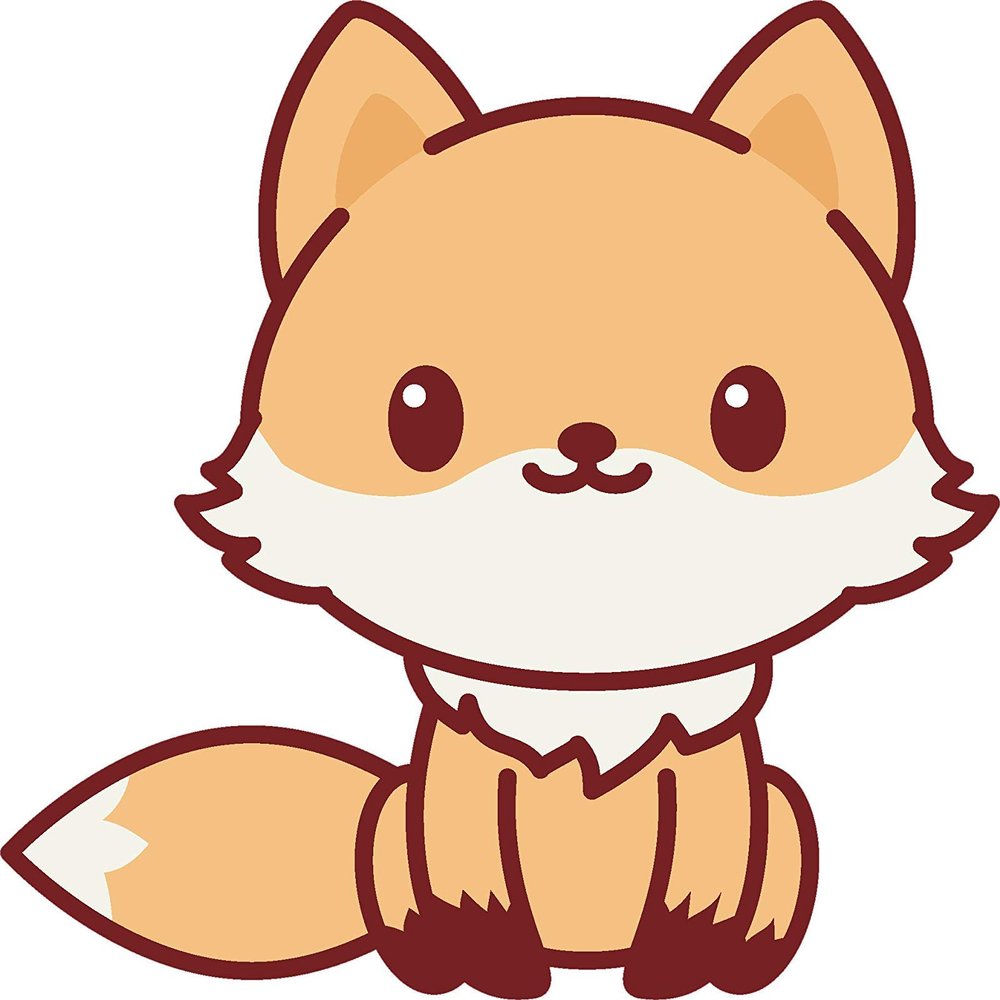 EW Designs Adorable Cute Kawaii Animal Cartoon Vinyl Decal Bumper Sticker (4" Tall, Fox)