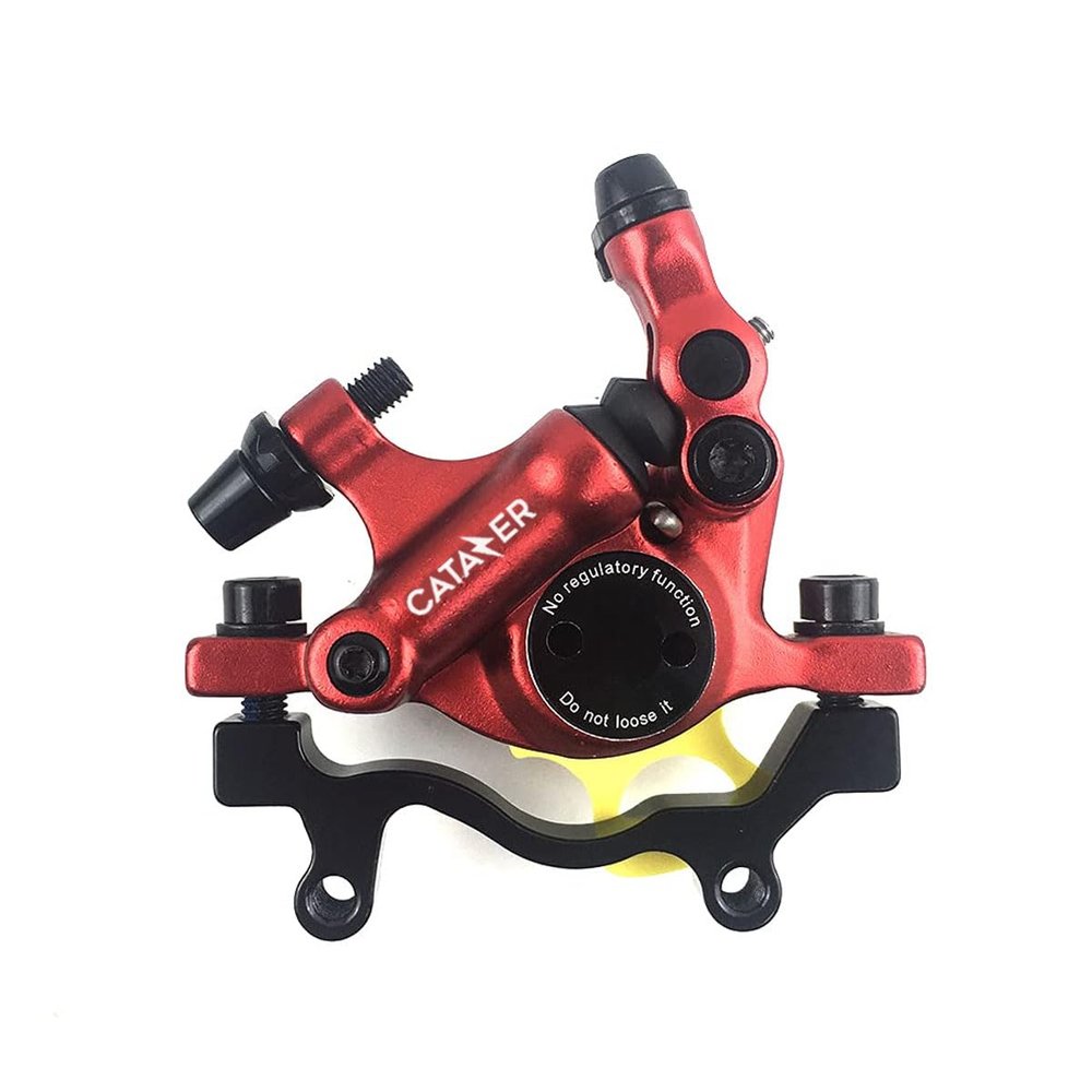 catazer Zoom HB-100 MTB Road Line Pulling Hydraulic Disc Brake Calipers Front & Rear Mountain Bike Disc Brake E-Bike Disc Brake (1 Pcs Red Rear)