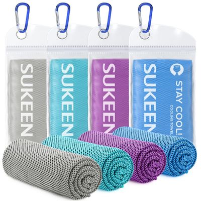 Sukeen 4 Pack Cooling Towels (40"x12"), Cooling Neck Wraps, Ice Towel, Soft Breathable Chilly Towel,Microfiber Towel for Yoga,Sport,Running,Gym,Workout,Camping,Fitness,Workout & More Activities