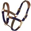 Ovation Equestrian Padded Leather Crownpiece Ergonomic Comfortable Adjustable Chin Luxor Cushion-Flex Halter, Navy, Horse view 1