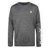 Hurley Boys' Long Sleeve Rash Guard Shirt, Black Heather, 6 view 1