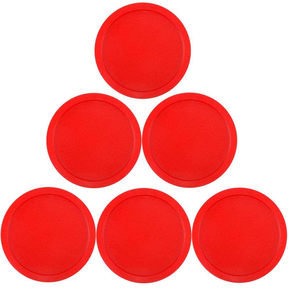 ONE250 3 1/4 inch Red Air Hockey Pucks, Full Size Goal Packs Replacement Accessories for Game Tables (6 Pcs)