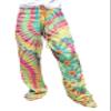 Full Funk Cotton Chimney Pipe Tall and Thin Pull String Tie Dye Pants, Large, Pink Blue Yellow view 1