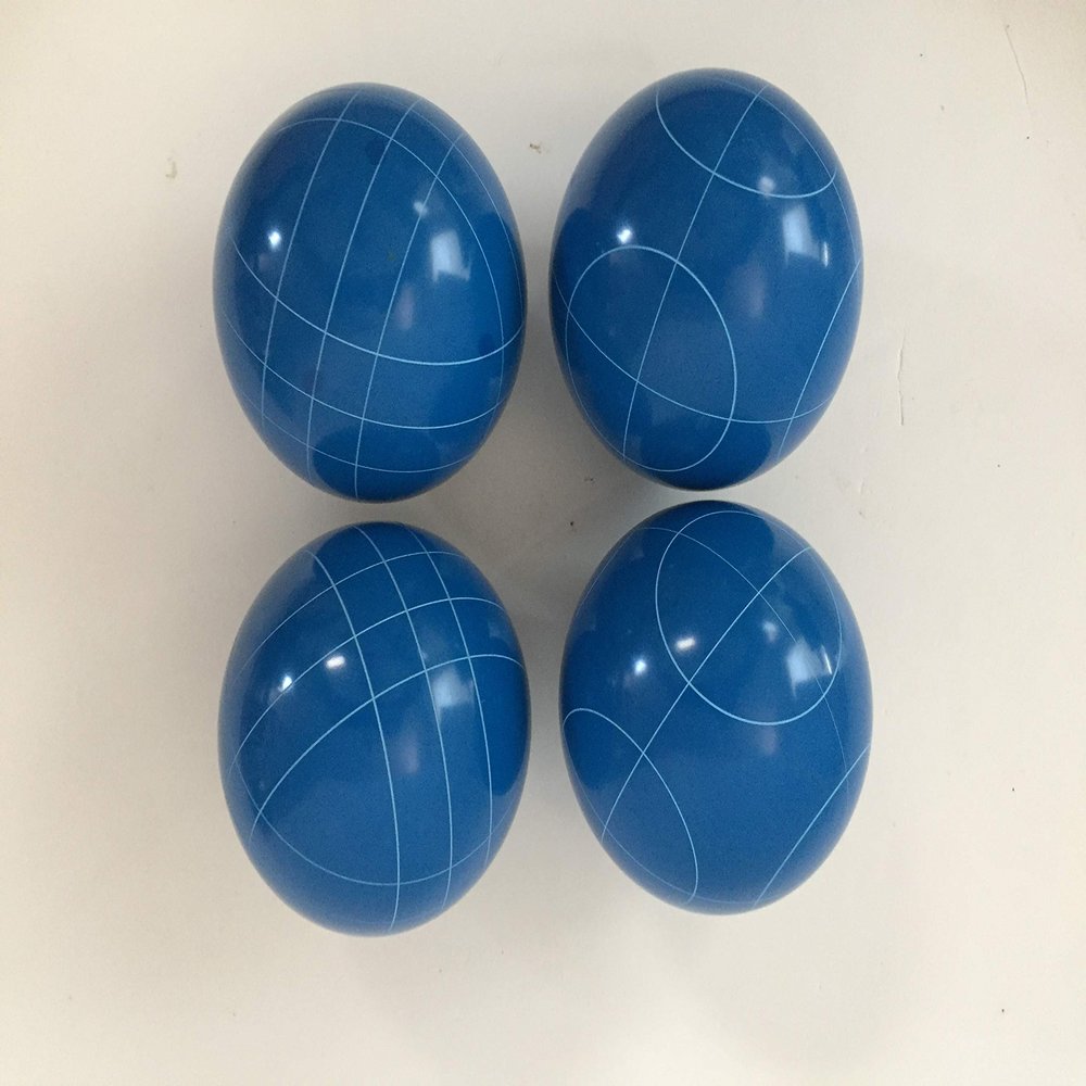BuyBocceBalls Listing - Pack of 4-107mm Bocce Balls - Blue with 2 Different Scoring Patterns