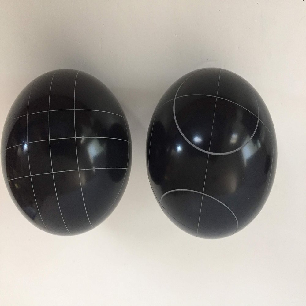 BuyBocceBalls Listing - Pack of 2 Listing - Replacement Bocce Balls - 107mm - Black with 2 Different Scoring Patterns