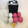 BuyBocceBalls Listing - Unique Bocce Set - 107mm with Pink and White Balls, Black Bag view 2