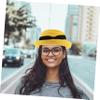 Fashion Women's Girls Bowknot Roll-up Wide Brim Dome Straw Summer Sun Hat Bowler Beach Cap (Yellow) view 2