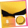 Fashion Women's Girls Bowknot Roll-up Wide Brim Dome Straw Summer Sun Hat Bowler Beach Cap (Yellow) view 3