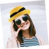 Fashion Women's Girls Bowknot Roll-up Wide Brim Dome Straw Summer Sun Hat Bowler Beach Cap (Yellow) view 4
