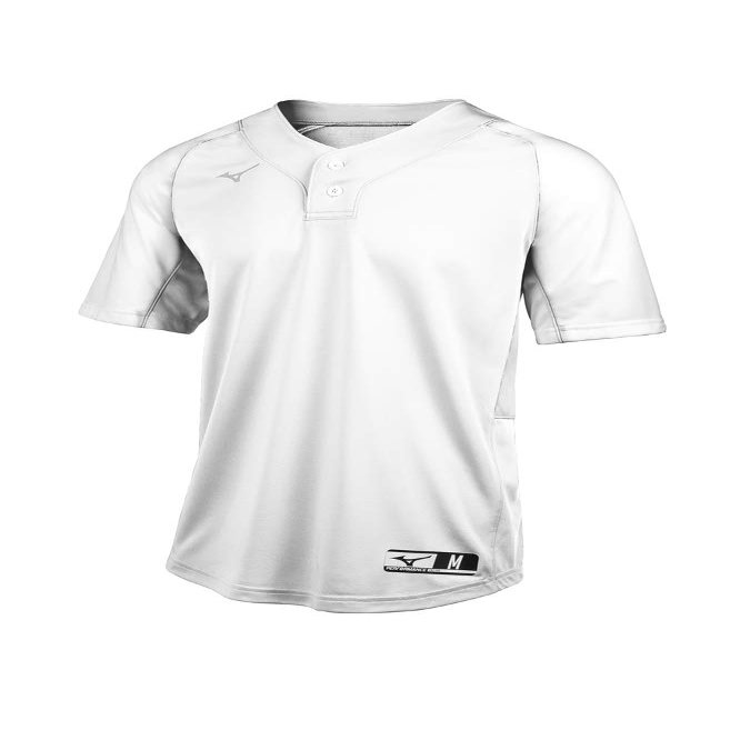 Mizuno Aerolite 2-Button Baseball Jersey, White, Medium