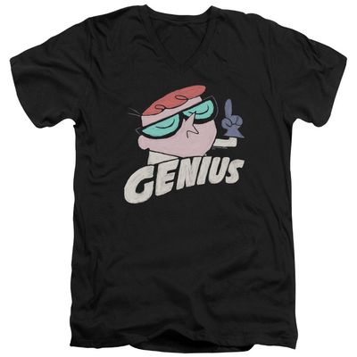 Dexters Laboratory Genius Unisex Adult V-Neck T Shirt for Men and Women, 2X-Large Black