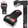 Padded Gel Inner Boxing Gloves for Men and Women with Long Elasticated Hand Wraps for Punching, Boxing, MMA, Muay Thai, Kickboxing and Martial Arts Training Pair (Black, Large) view 1