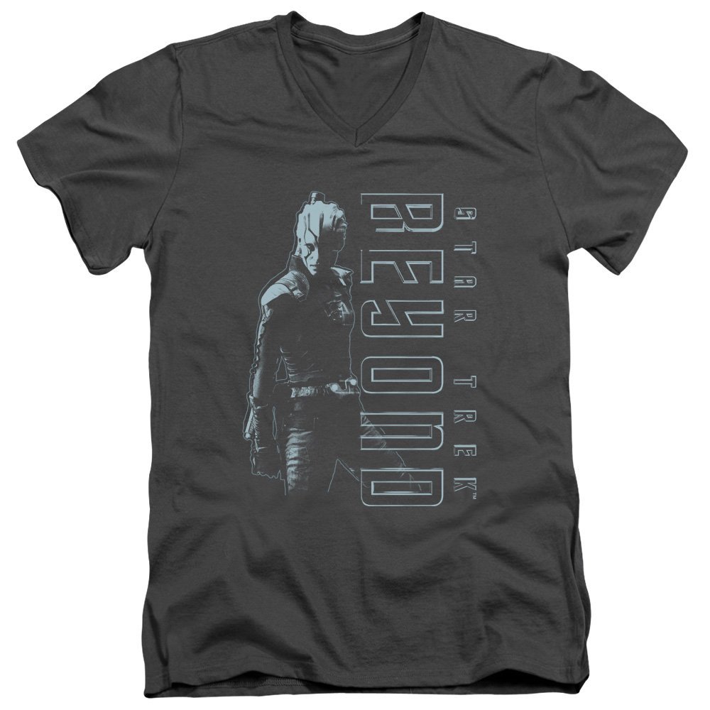 Star Trek Beyond Jaylah Unisex Adult V-Neck T Shirt for Men and Women, 2X-Large Charcoal