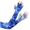 HODORPOWER UV Protection Gloved Arm Sleeves for Men & Women Cycling Ice Arm Sleeve Fingerless Sun Compression Long Arm Cover, Blue Camouflage, One Size view 1