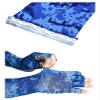 HODORPOWER UV Protection Gloved Arm Sleeves for Men & Women Cycling Ice Arm Sleeve Fingerless Sun Compression Long Arm Cover, Blue Camouflage, One Size view 3