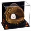 Better Display Cases Acrylic Baseball Catchers Glove Display Case with Mirror and Orange Risers (A011/V16) view 1