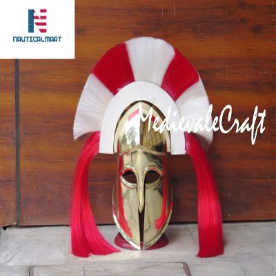 Medieval Roman Greek Corinthian Helmet with Plume LARP Fantasy Halloween Costume