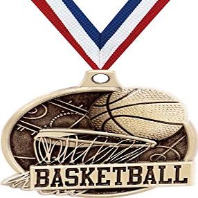 Basketball Medals - 1 1/2" Gold Basketball Medals, Great Kids Basketball Awards with Custom Engraving 10 Pack