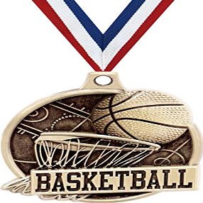 Basketball Medals - 1 1/2" Gold Basketball Medals, Great Kids Basketball Awards with Custom Engraving 10 Pack