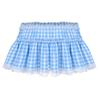 YiZYiF Women's Pleated Short Plaid Gingham Costume Dress Sissy Schoolgirl Cosplay Mini Skirt Light Blue Medium view 4