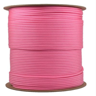 10', 25', 50', 100' Hanks, 250 Ft and 1000Ft Spools of Parachute 550 Cord Type III 7 Strand Paracord - Rose Pink - 1000 Ft Spool