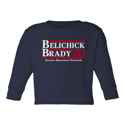 Baku Apparel Brady Belichick 2020 President Election Little Kids Toddler Long Sleeve T-Shirt (Navy, 3T)