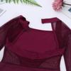 ranrann Girls Ballet Dance Cutout Back Long Sleeves Mesh Splice Gymnastics Leotard Tumblewear Burgundy 3-4 view 4