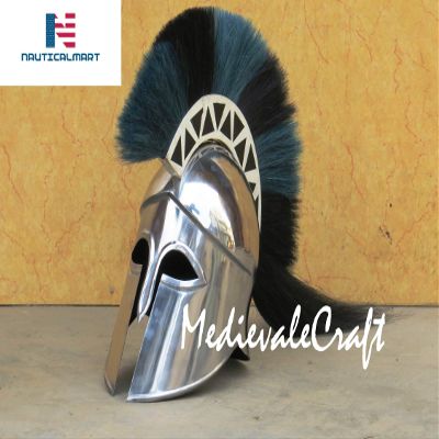 Medieval Greek Corinthian Helmet with Plume LARP Fantasy Halloween Costume