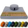 Meditation Cushion Mat Set - ROUND Zafu Floor Pillow Organic Buckwheat Pillow + Cotton Filled Zabuton Prayer Pad - Meditation Pillow Yoga Knee Pad - Made in USA - 14" Round, STONE GRAY Cotton view 1