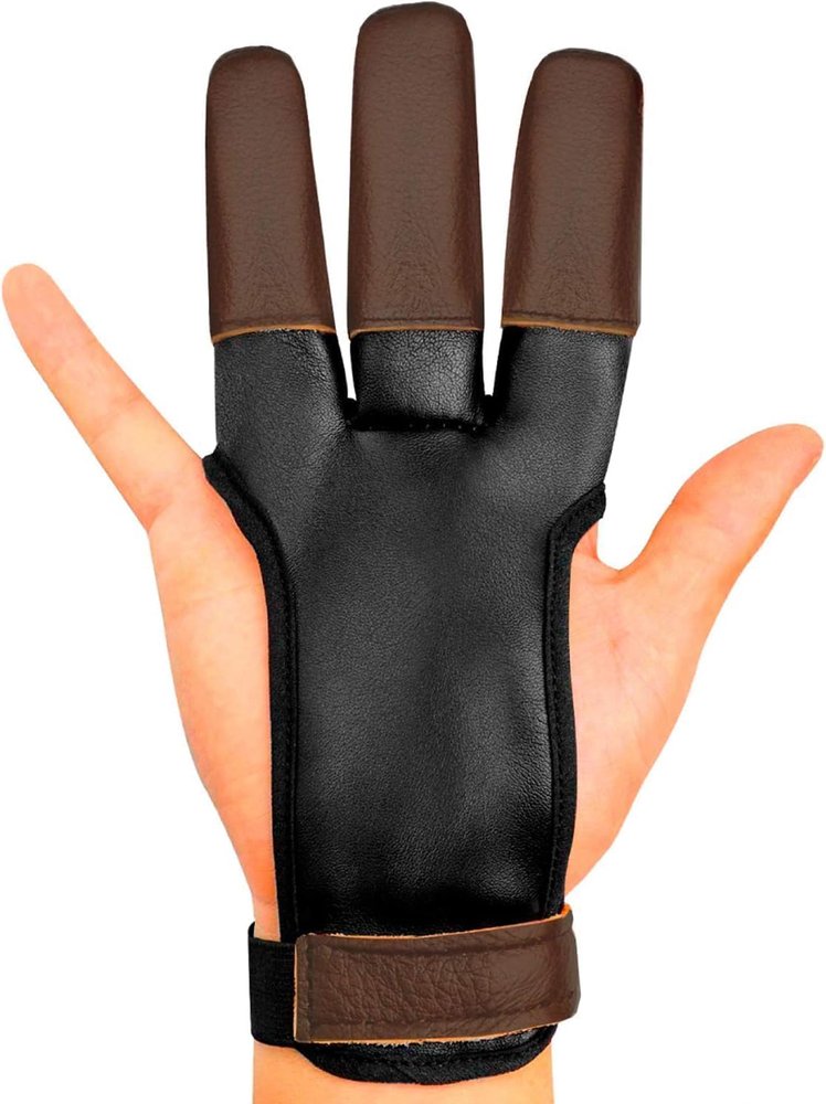 KESHES Archery Glove - Three Finger Tab - Durable Leather Protectors for Recurve & Longbow Bows - Comfortable Finger Guard for Men, Women & Youth - Ideal for Archery Hunting & Target Practice