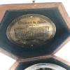 Antique Nautical Round Sundial Engrave Gilbert & Sons London Compass 3" Brass Navigation Compass with Wooden Box view 3