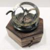 Antique Nautical Round Sundial Engrave Gilbert & Sons London Compass 3" Brass Navigation Compass with Wooden Box view 4