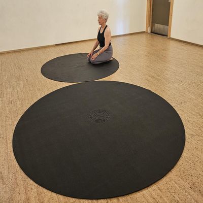 SISYAMA Circle Round 72" TAI-CHI YIN-YANG Yoga Mat Meditation Pilates (Black, 6 ft)