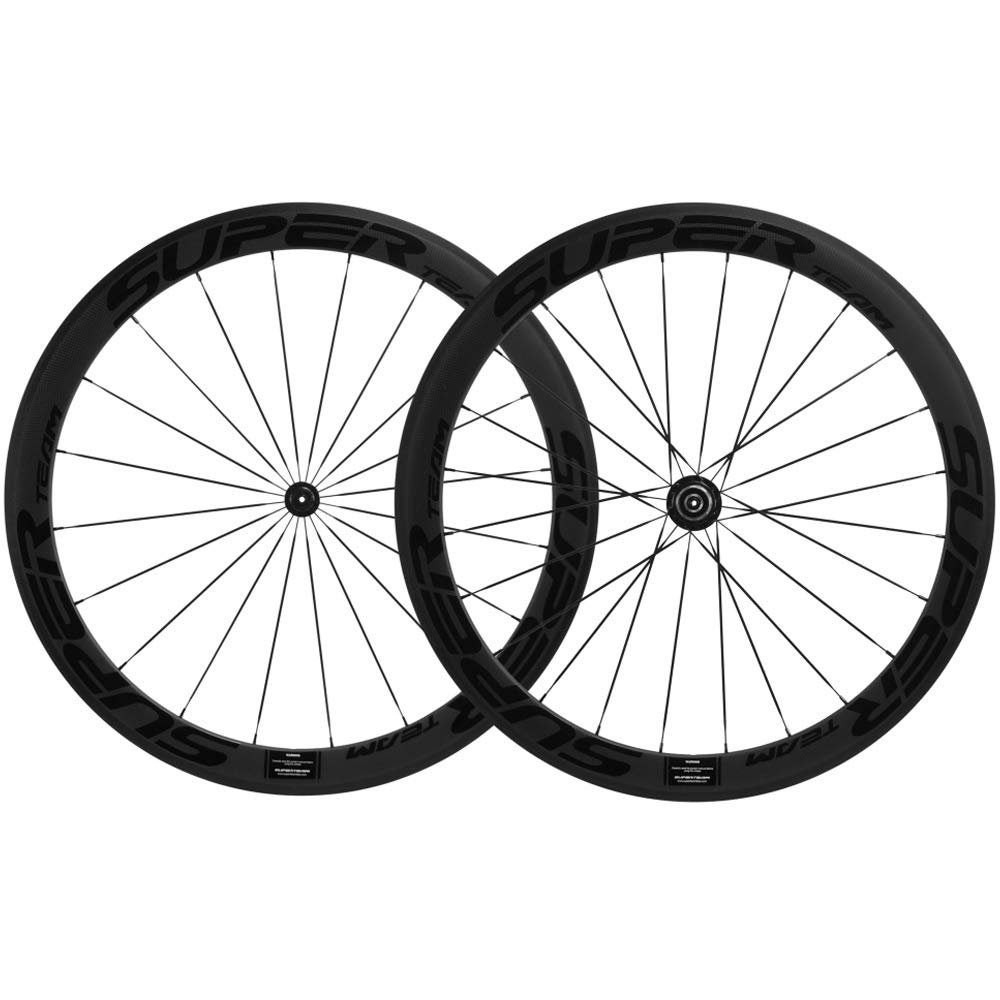 Superteam 50mm Clincher Wheelset 700c 23mm Width Cycling Racing Road Carbon Wheel Decal (Black Decal)
