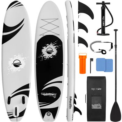 SereneLife Inflatable Stand Up Paddle Board (6 Inches Thick) with Premium SUP Accessories & Carry Bag | Wide Stance, Bottom Fin for Paddling, Surf Control, Non-Slip Deck | Youth & Adult Standing Boat