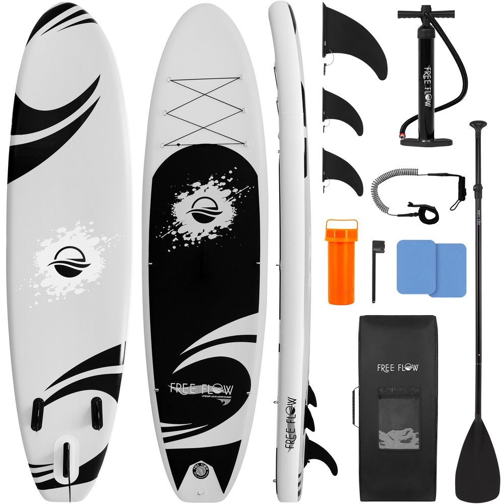 SereneLife Inflatable Stand Up Paddle Board (6 Inches Thick) with Premium SUP Accessories & Carry Bag | Wide Stance, Bottom Fin for Paddling, Surf Control, Non-Slip Deck | Youth & Adult Standing Boat