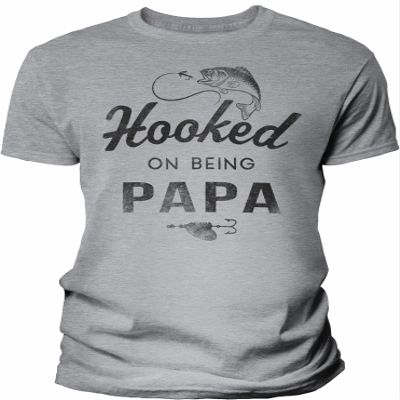 Hooked On Being Papa - Funny Papa Fishing Shirt for Men - F/Sport Grey-2X