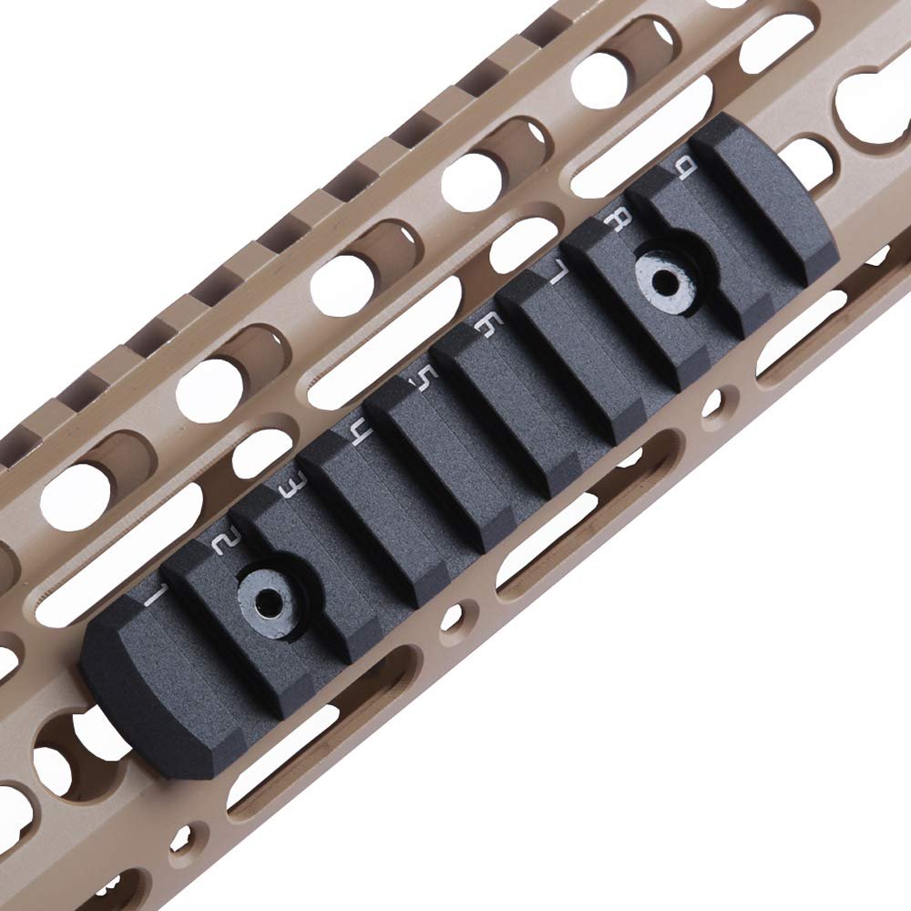 TuFok Picatinny Rail Section - Thin 0.27in Height Adapter Mount - Alumimun 9-Slot Black
