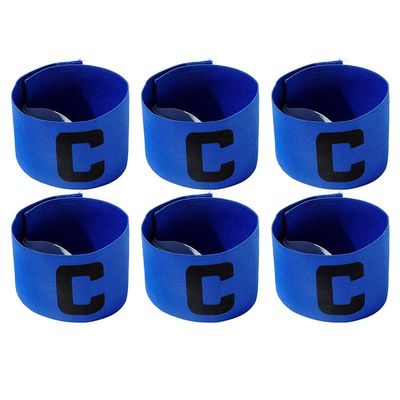 Onwon 6 Pieces Elastic Soccer Captain Armband Adjustable Football Basketball Player Bands for Adult Youth (Blue)