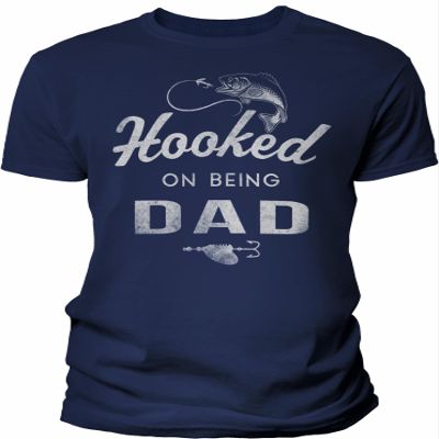 Hooked On Being Dad - Funny Dad Fishing Shirt for Men - F/Navy-5X