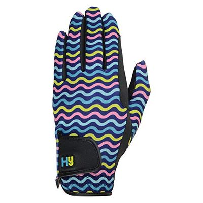 Hy5 Unisex Lightweight Printed Riding Gloves (XL) (Black/Yellow/Teal/Pink)
