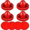 ONE250 Air Hockey Pushers and Red Air Hockey Pucks, Goal Handles Paddles Replacement Accessories for Game Tables (4 Striker, 4 Puck Pack) (Red) view 1