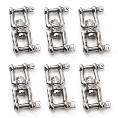 Flomore M4 Swivel Double Shackle 304 Stainless Steel Boat Anchor Chain Connectors (Pack of 6)