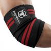 Elbow Wraps for Weightlifting (1 Pair) - 50" Elastic Elbow Braces for Weight Lifting - Elbow Support for Bench Press, Powerlifting, Fitness, & Gym Workout - Gym Elbow Straps Weightlifting (Black/Red) view 1