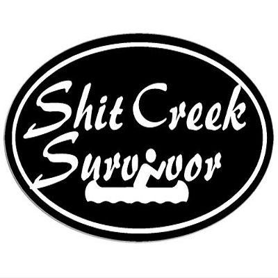 3x5 inch Black Oval Sh t Creek Survivor Sticker - i sup Canoe Kayak Paddle Funny Vinyl Decal Sticker Car Waterproof Car Decal Bumper Sticker