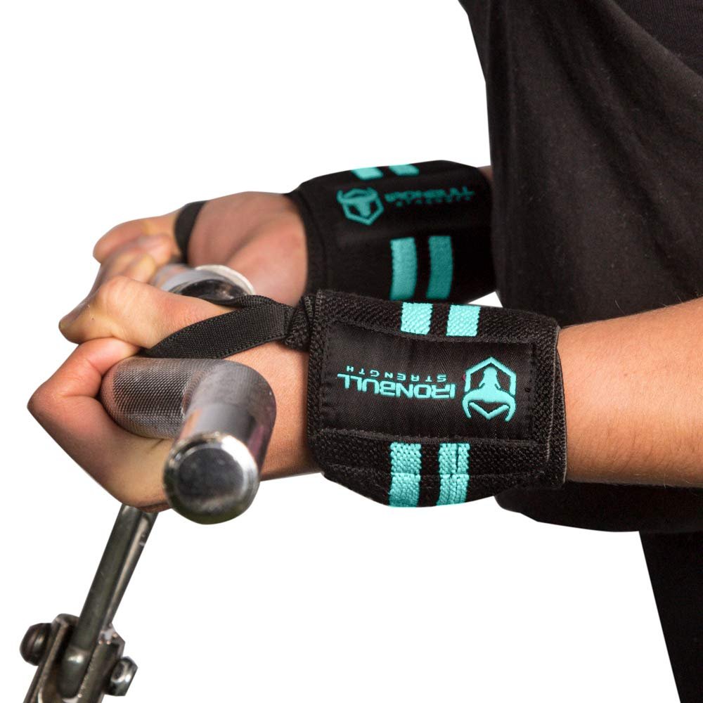 Women Wrist Wraps with Thumb Loops - 12" Professional Grade - Wrist Support Brace and Compression for Cross Training, Weight Lifting, Powerlifting, Strength Training (Black/Mint)